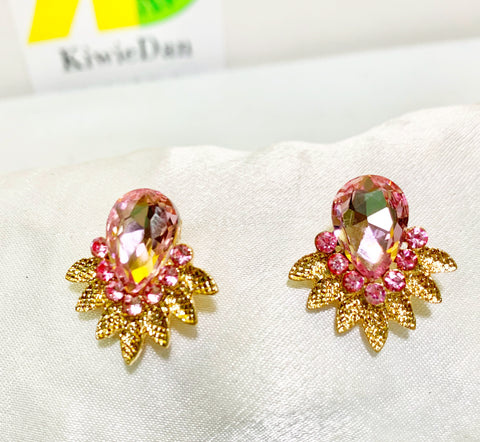 Pink Rhinestone Stud Earrings