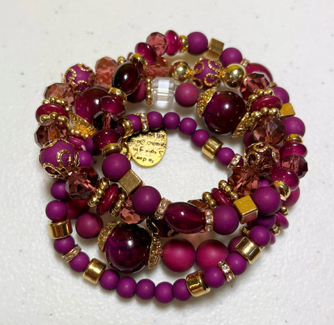 Purple 4 Beaded Bracelet