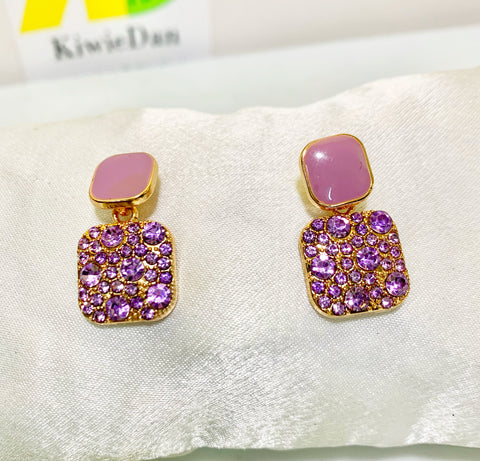Lilac Rhinestone Earrings