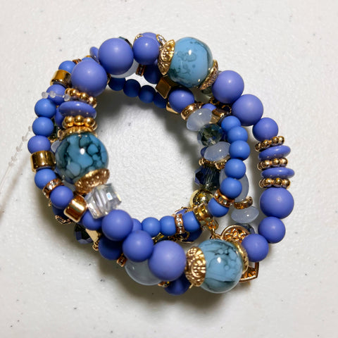 Blue 4 Beaded Bracelet