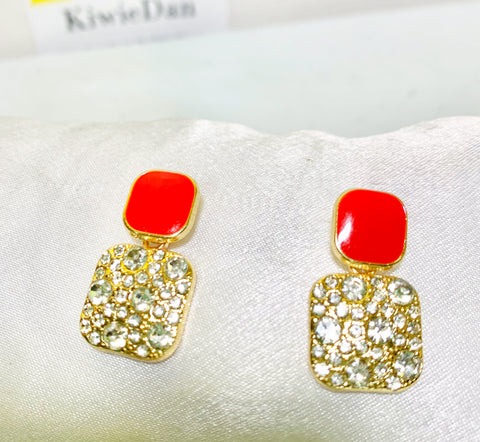 Red Rhinestone Earrings