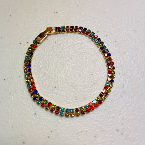 Multi Small Rhinestone Clasp Bracelet