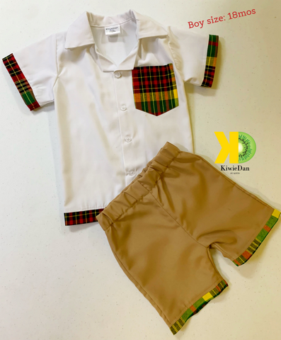 Boy Lonni Shirt in White with Pant - 2Piece