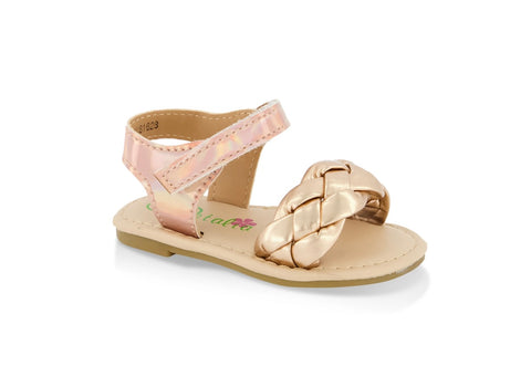 Girl Rose Gold Braided Band Sandals