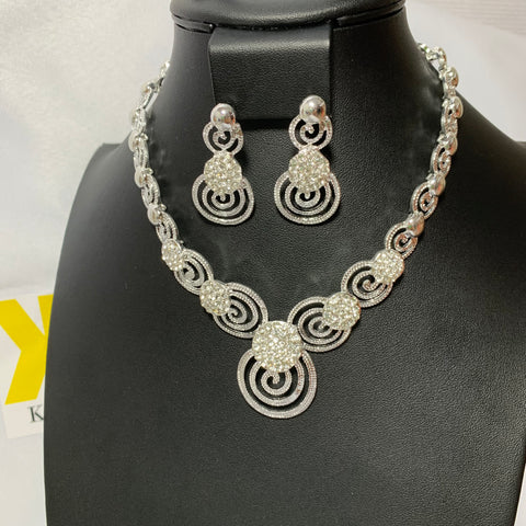 Necklace Set 2pc - Silver Swirls