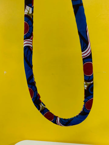 Necklace - Blue Red African Fabric