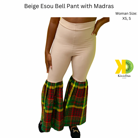 Beige Esou Bell Madras Pant