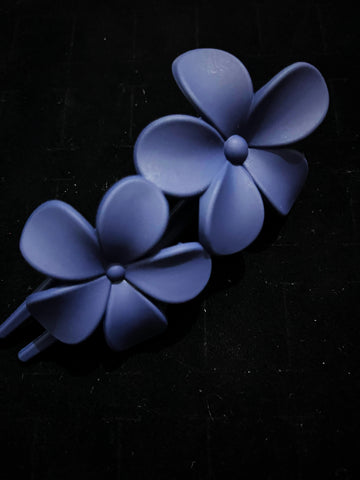 Navy Blue Flowers Large Hair Clip
