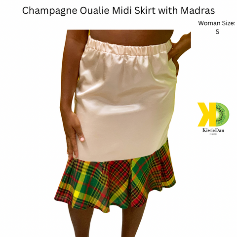 Champagne Oualie Skirt with Madras