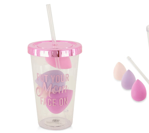 Tumbler with Beauty Sponges - Put Your Mom Face on