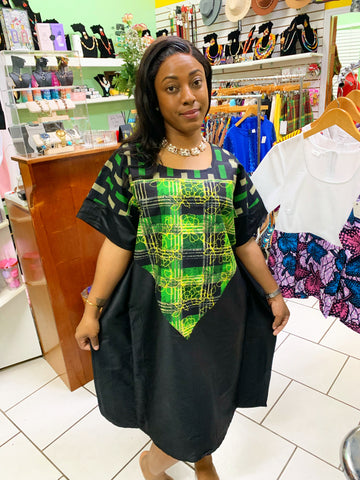 Green Gingh Dashiki Dress