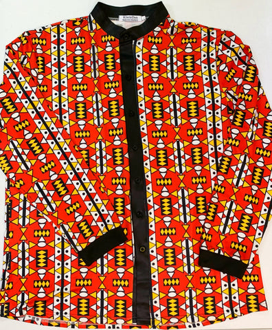 Red Kente African Stretch Male shirt