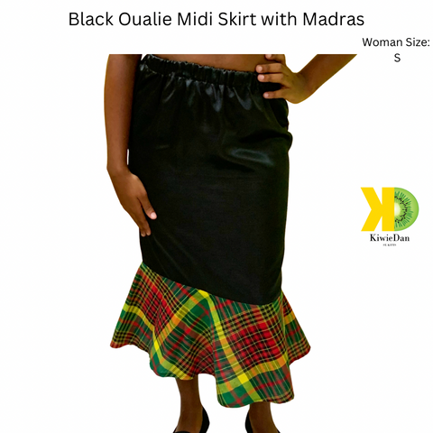 Black Oualie Skirt with Madras
