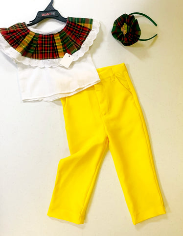 Girl Liamuiga Yellow Pant Set 3piece