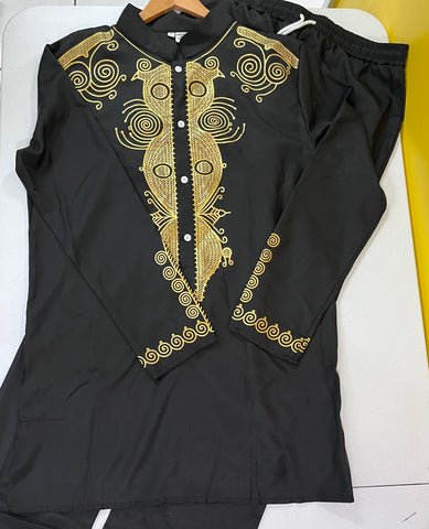 Black/Gold african male suit