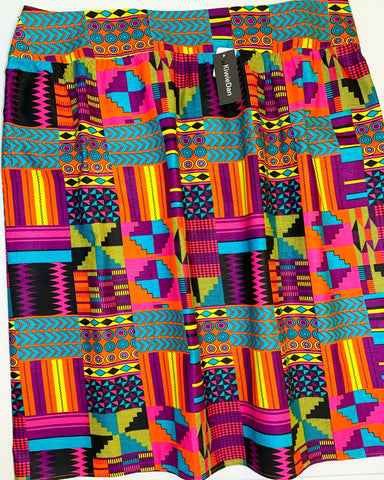 Pink Kente African Print Skirt