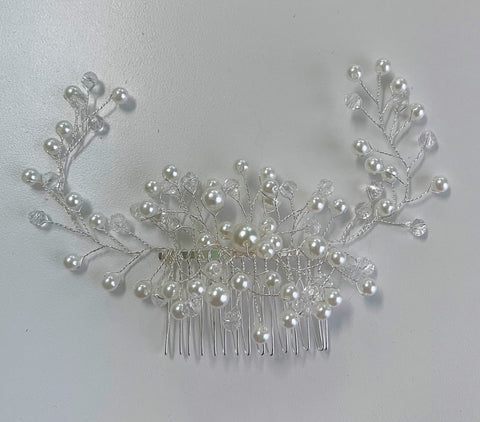 Off-White Pearl Silver Hair Comb