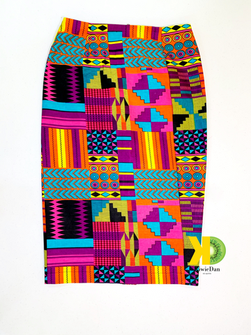 Pink Kente African Print Pencil Skirt