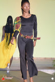 Black Jumpsuit with Madras Accent