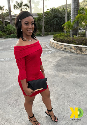 Red Off Shoulder BodyCon Dress