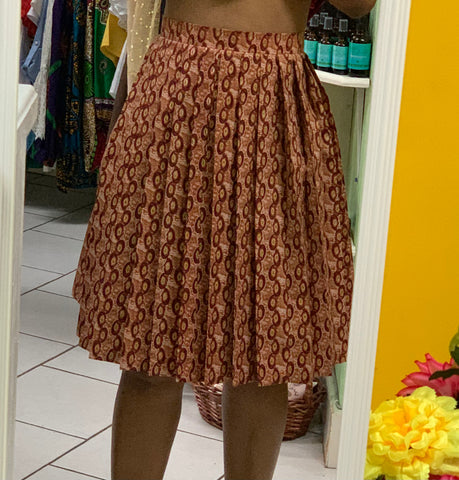 Brown Circles Savvi Pleated Skirt