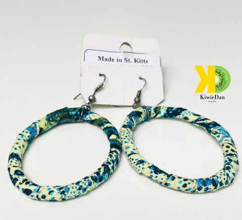 Blue African Print Wrap Earrings