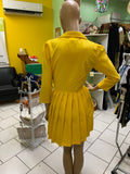 Yellow Blazer Pleated Dress