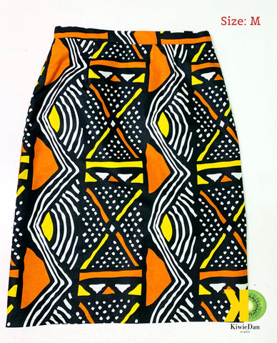 Orange Mayan Straight Skirt