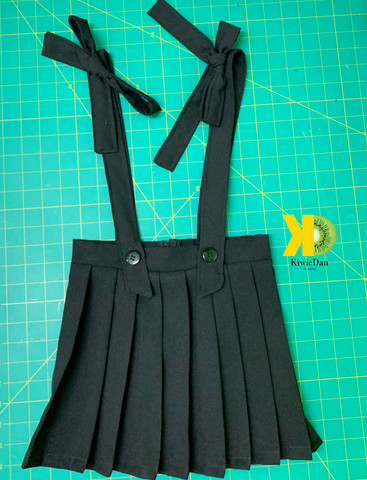 Black Pleat Skirt with Suspenders