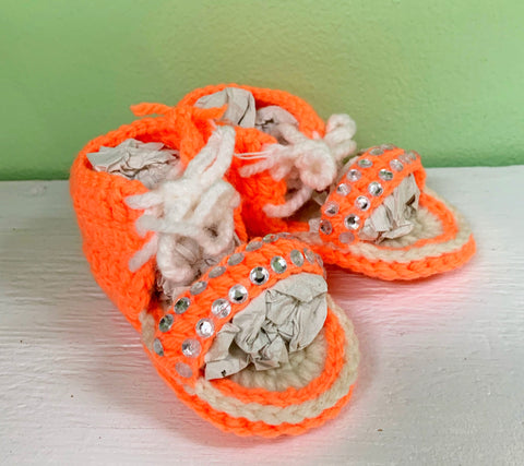 Girl Peach Crochet Baby Sandals