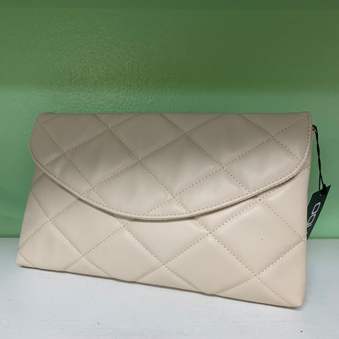 Cream quilted clutch